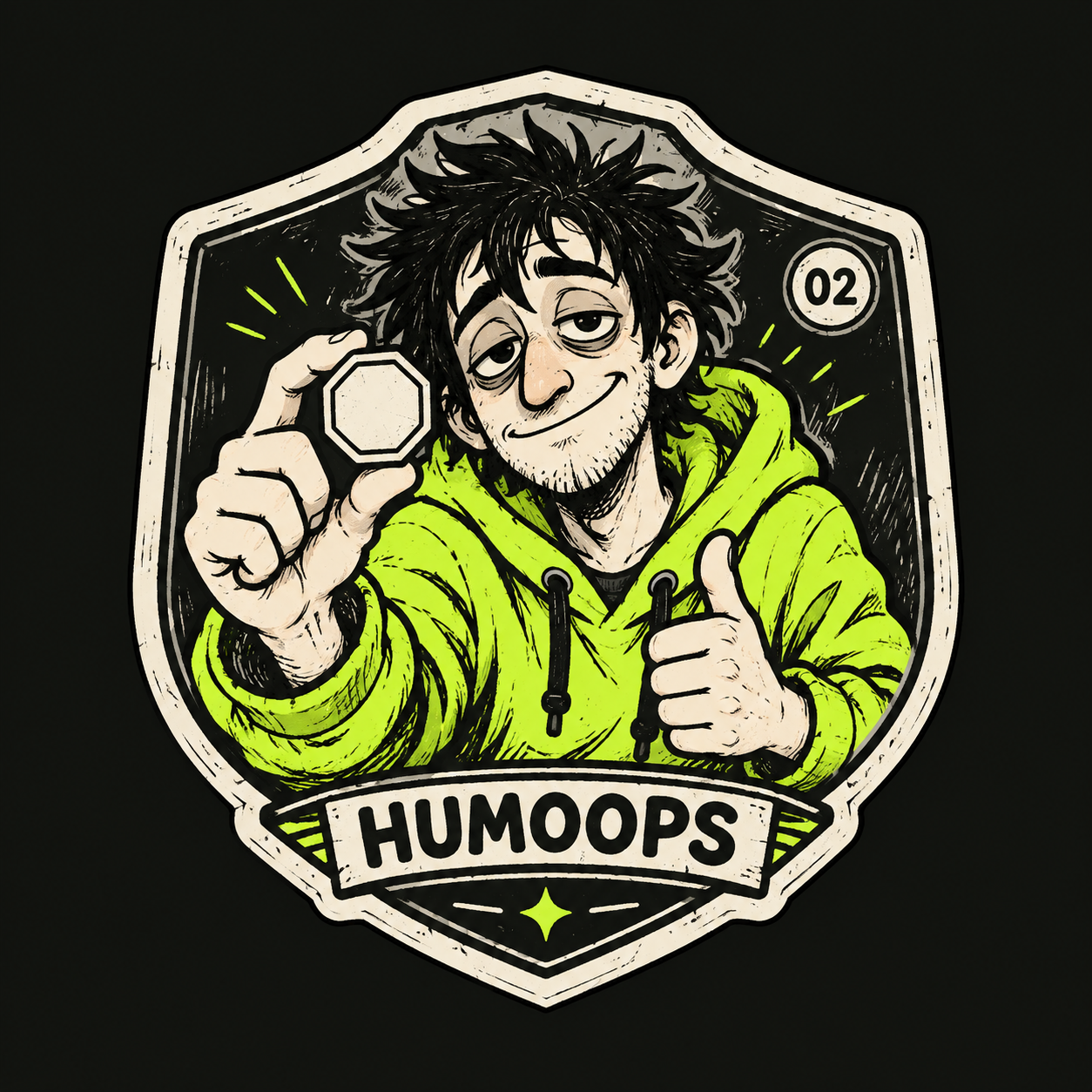 Token Human artwork with lime frame