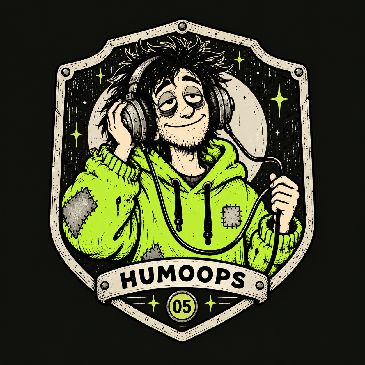 Old-School Human artwork with lime frame